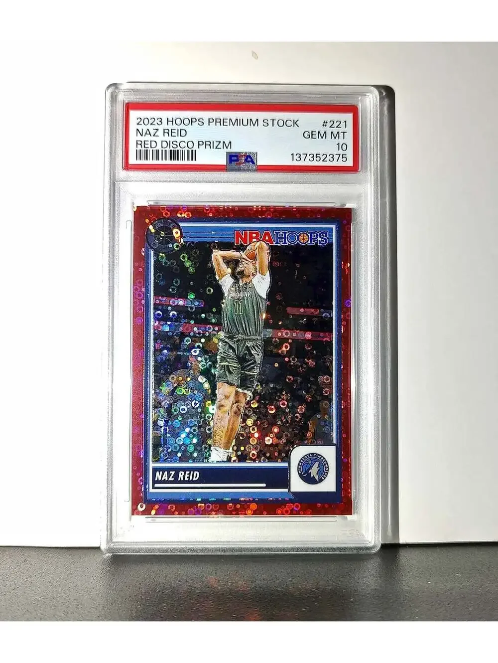 Naz Reid 2023 Panini Hoops Premium #221 59/149 Red Disco Prizm PSA 10 Gem Mint